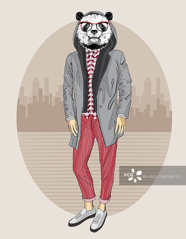 时尚熊猫肖像图片素材