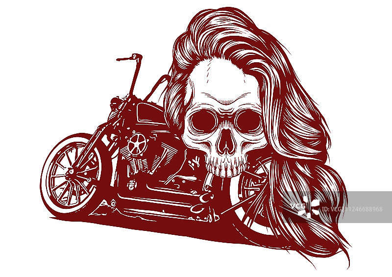 摩托车女骷髅设计图片素材