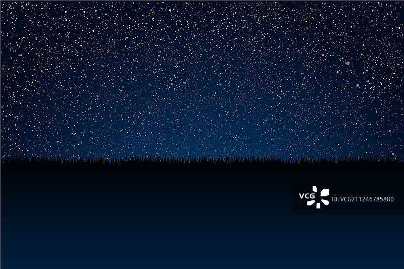 草在深蓝色的夜空下闪烁图片素材