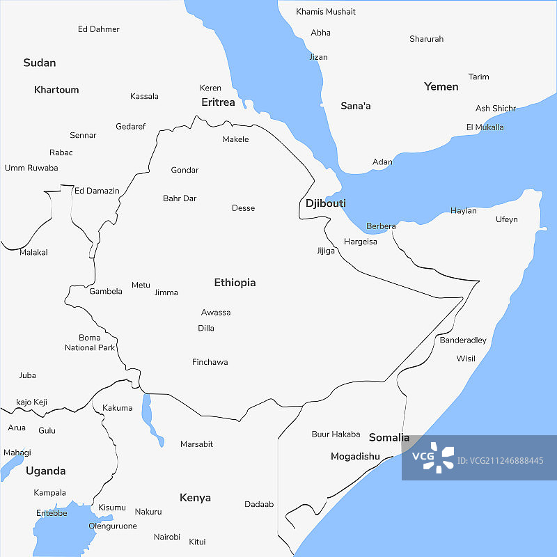 详细的地图埃塞俄比亚图片素材