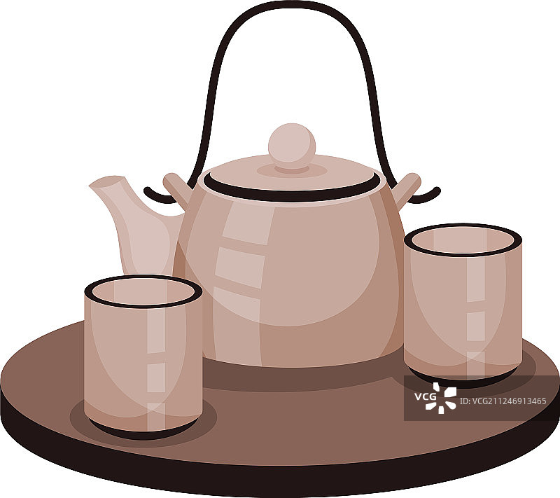 日本茶具放在托盘上图片素材