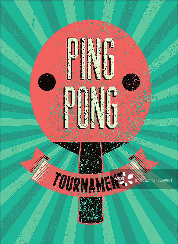 乒乓球排印复古风格海报图片素材