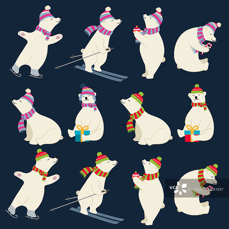 圣诞节北极熊装扮集图片素材