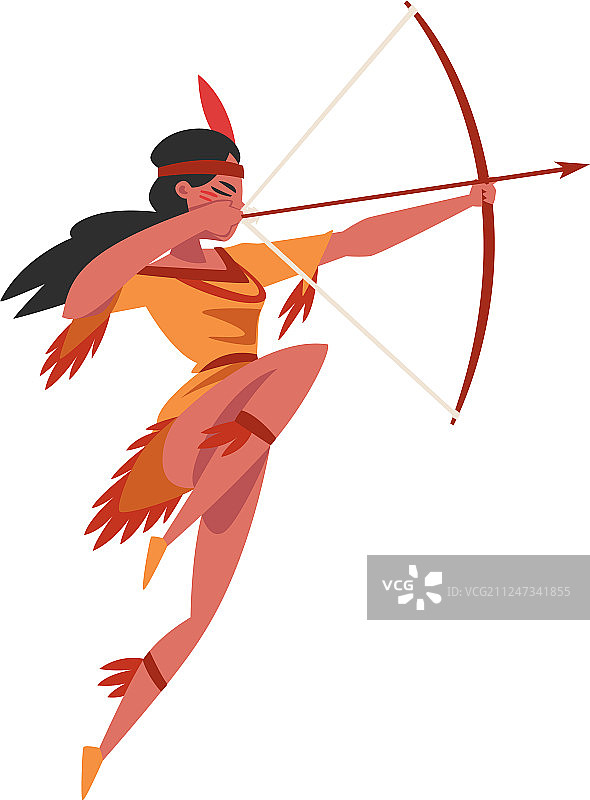 印第安土著女孩射击弓年轻图片素材