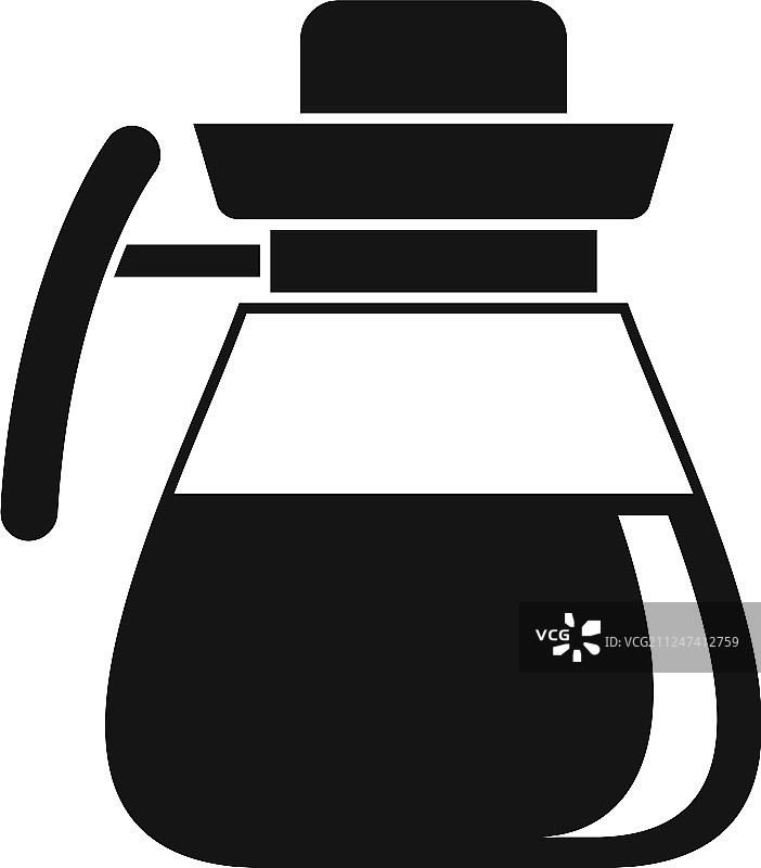 咖啡玻璃壶图标简约风格图片素材