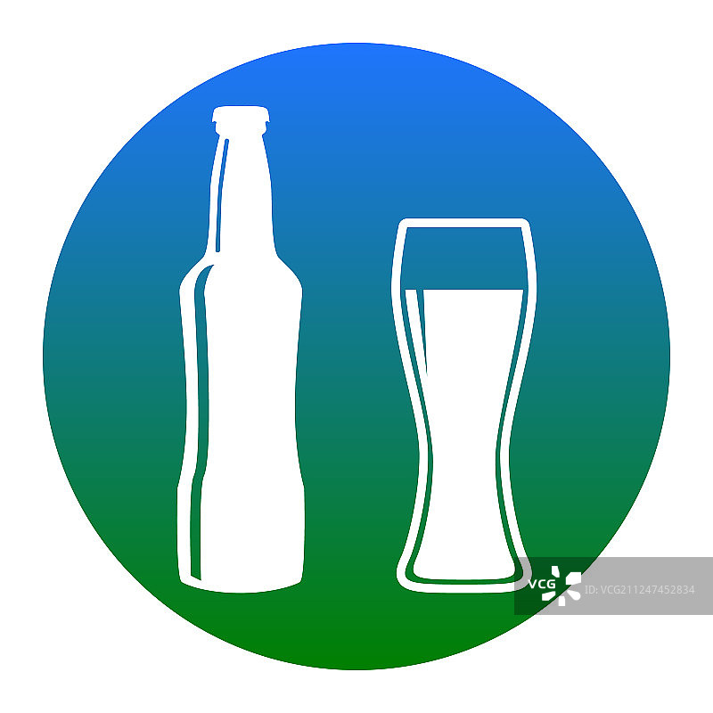 啤酒瓶标志白色蓝色图标图片素材
