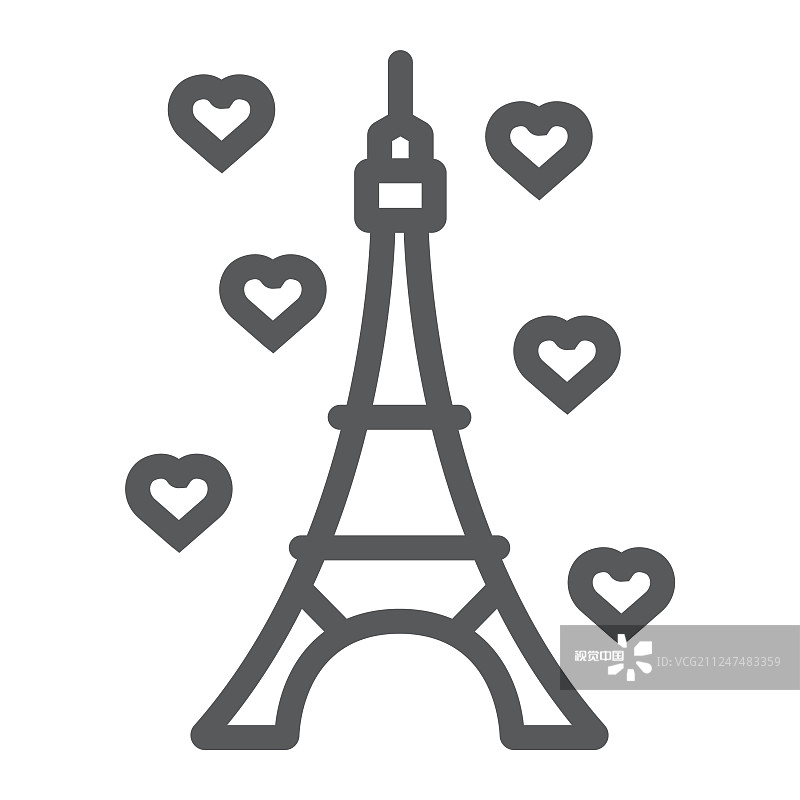 埃菲尔铁塔线标志法国和巴黎图片素材