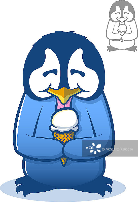 企鹅吃冰淇淋图片素材