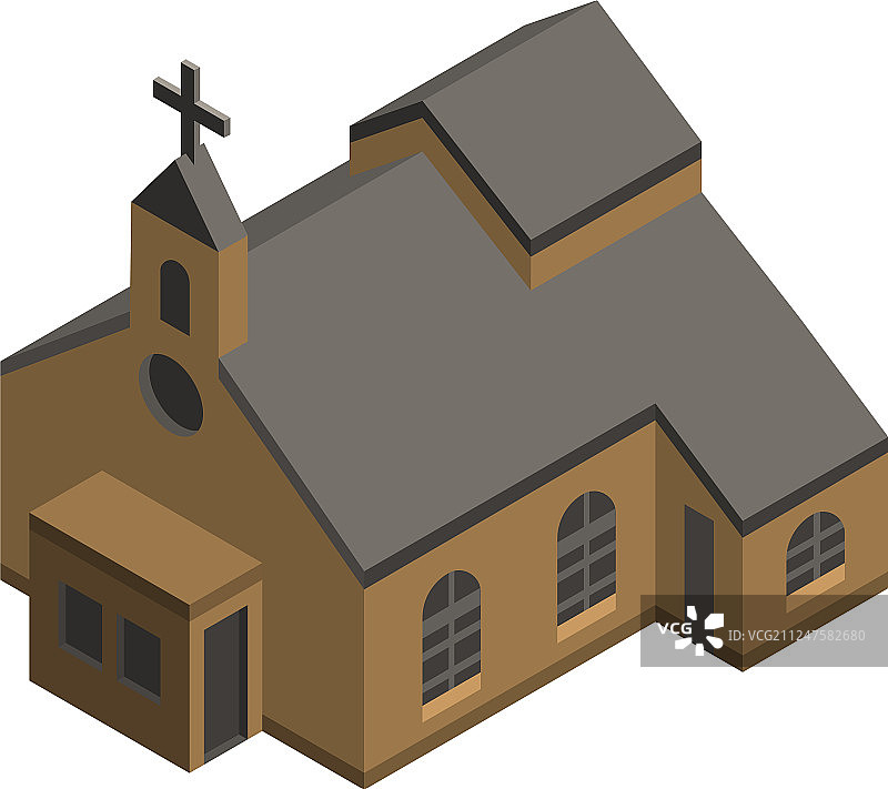 新教教堂图标等距风格图片素材