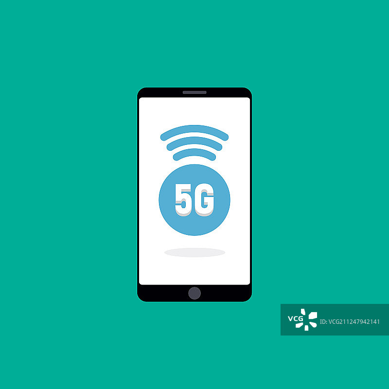 屏幕上显示5g移动网络标志的手机图片素材