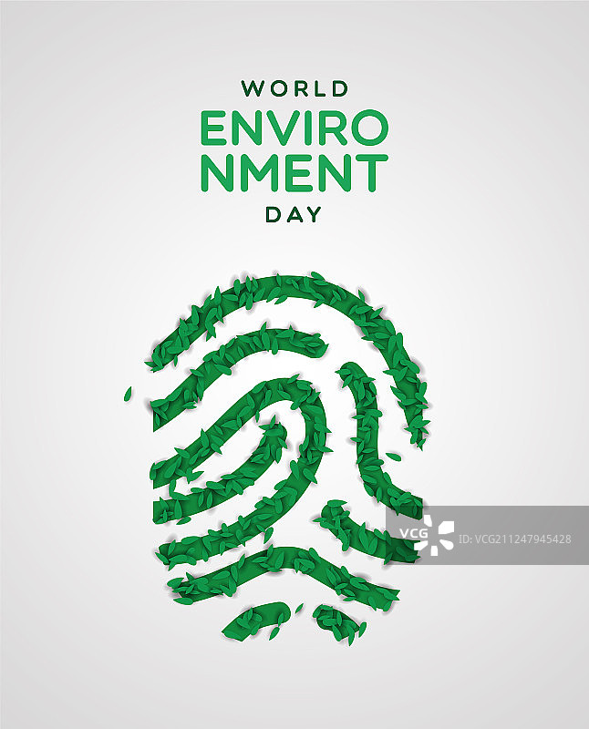 环保日卡绿叶指纹图片素材