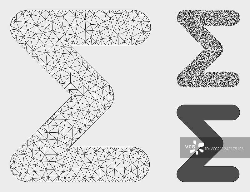 Sum mesh 2d模型和三角形马赛克图标图片素材