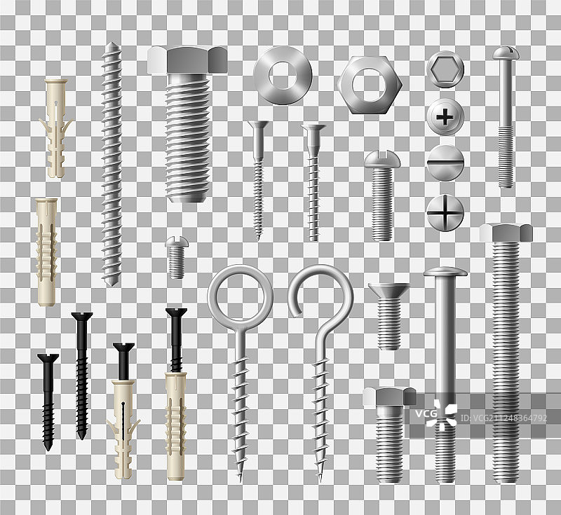 紧固金属螺栓和螺母图标图片素材