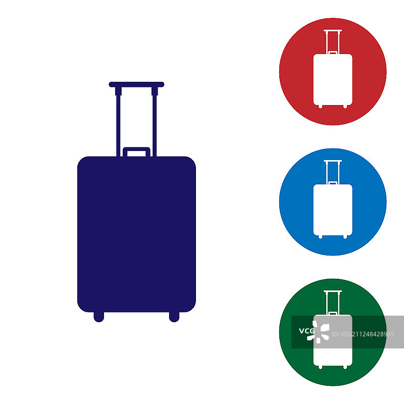 蓝色旅行箱图标孤立在白色图片素材