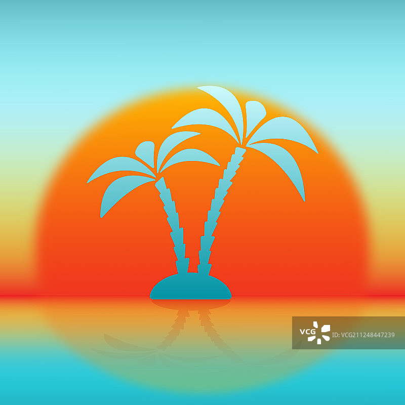 旭日下棕榈树的剪影图片素材
