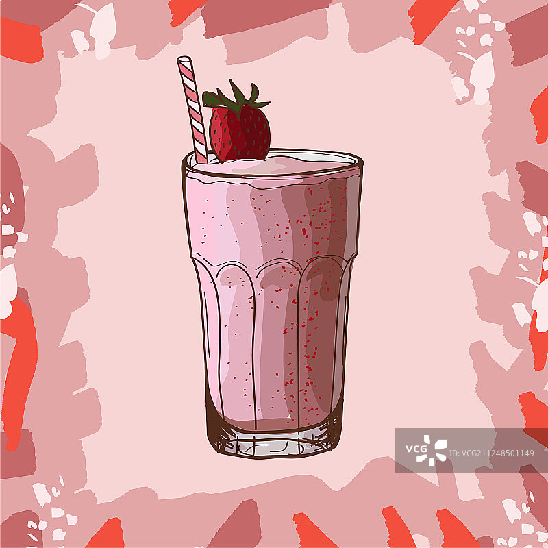 草莓香蕉奶昔食谱菜单元素图片素材