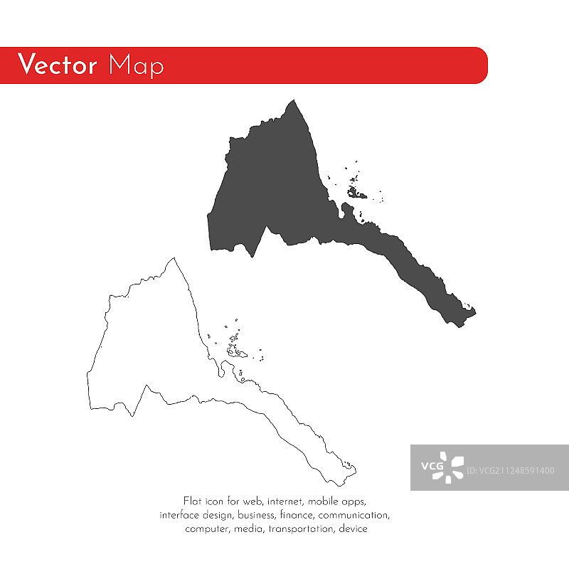 地图厄立特里亚孤立的黑色图片素材