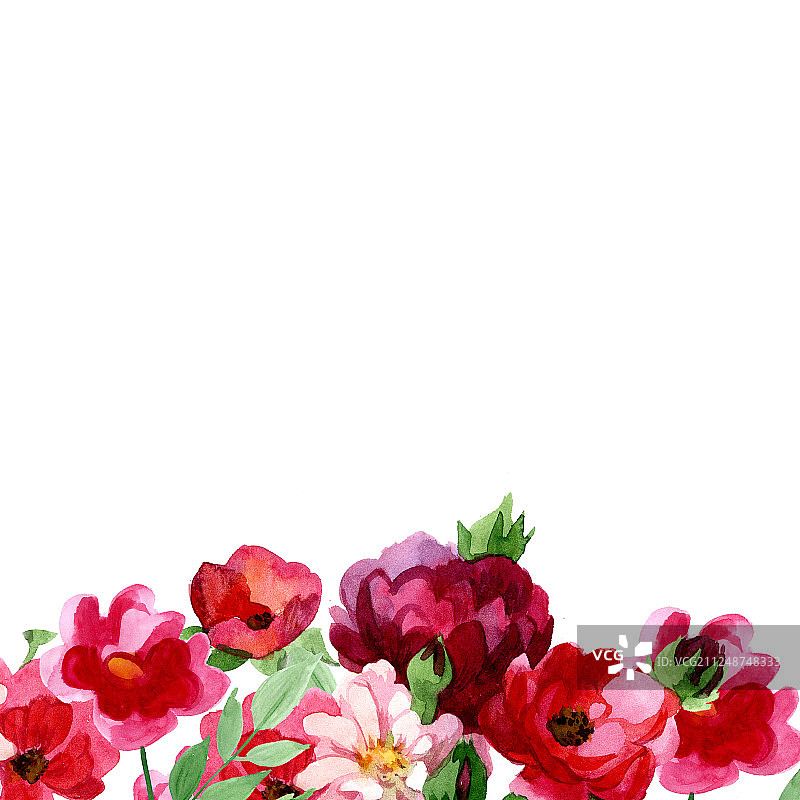 玫瑰花束作为背景水彩图片素材