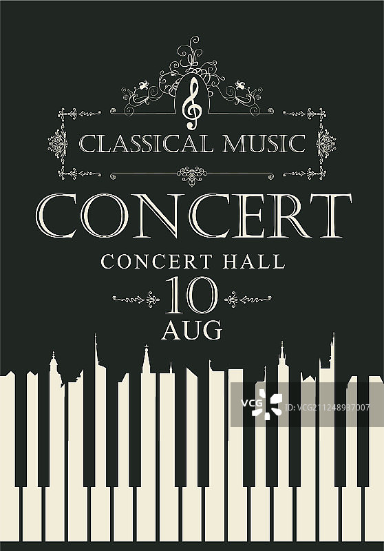 有钢琴琴键的音乐会古典音乐海报图片素材