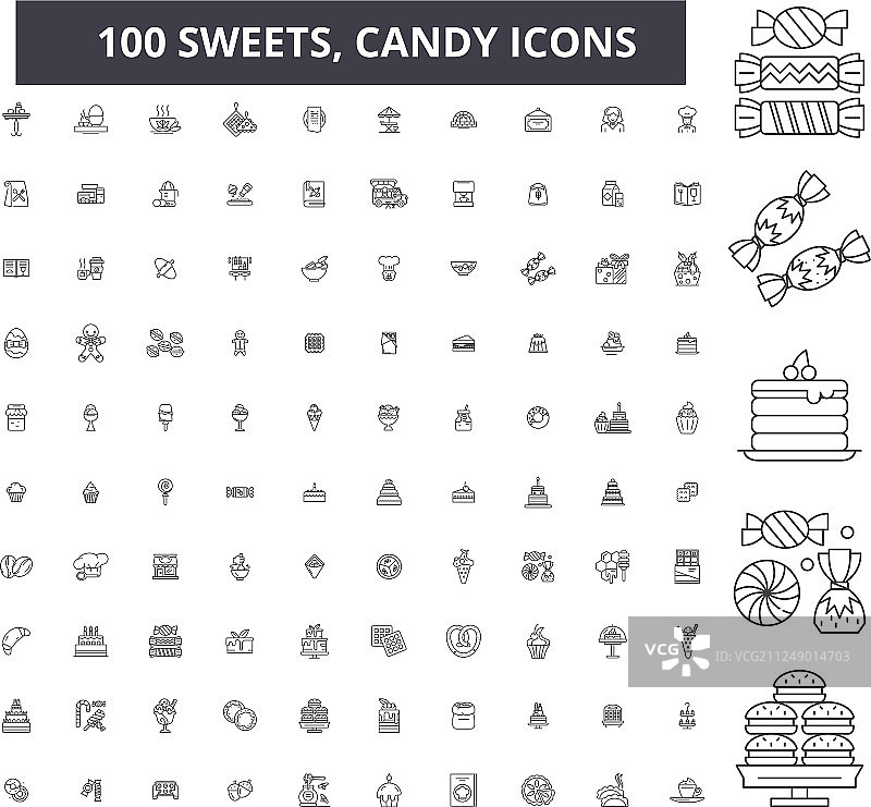 糖果糖果可编辑线图标100设置图片素材