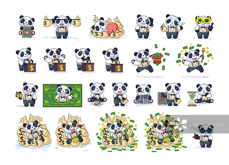 套装套装收集熊猫在商务套装图片素材