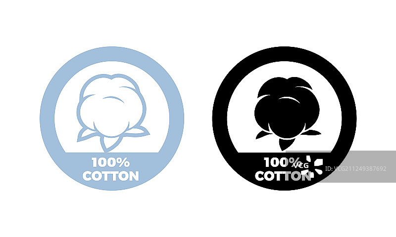 棉花图标100天然纺织品标签图片素材