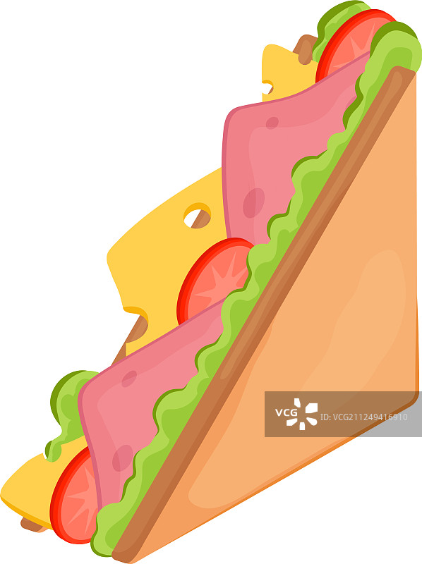 美味多汁的三明治配蔬菜奶酪图片素材