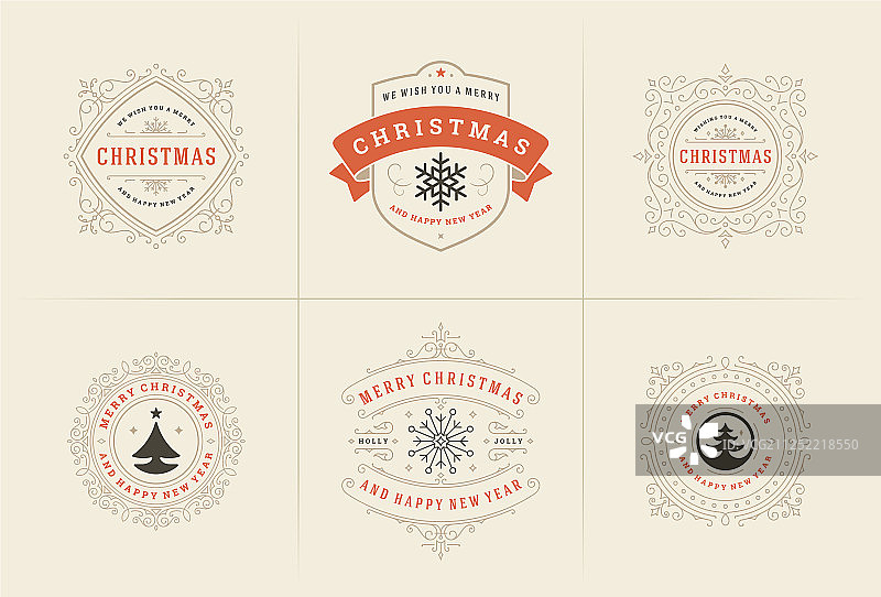 圣诞节排版华丽的标签和图片素材