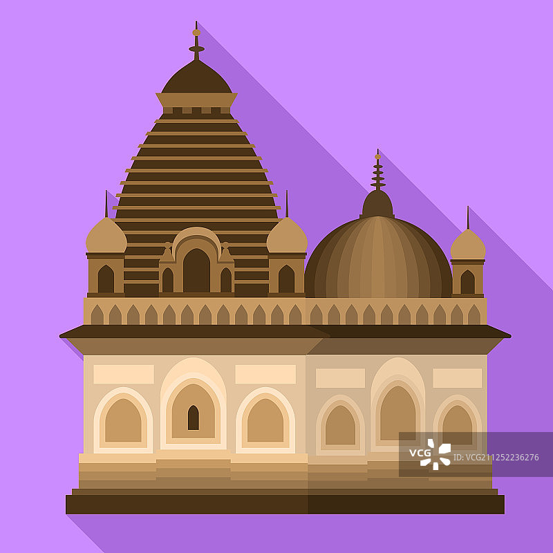 印度教寺庙图标的扁平风格图片素材