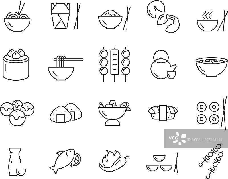 设置亚洲食品系列图标图片素材