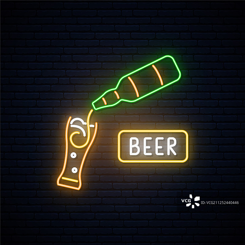 霓虹啤酒标识啤酒吧广告设计图片素材