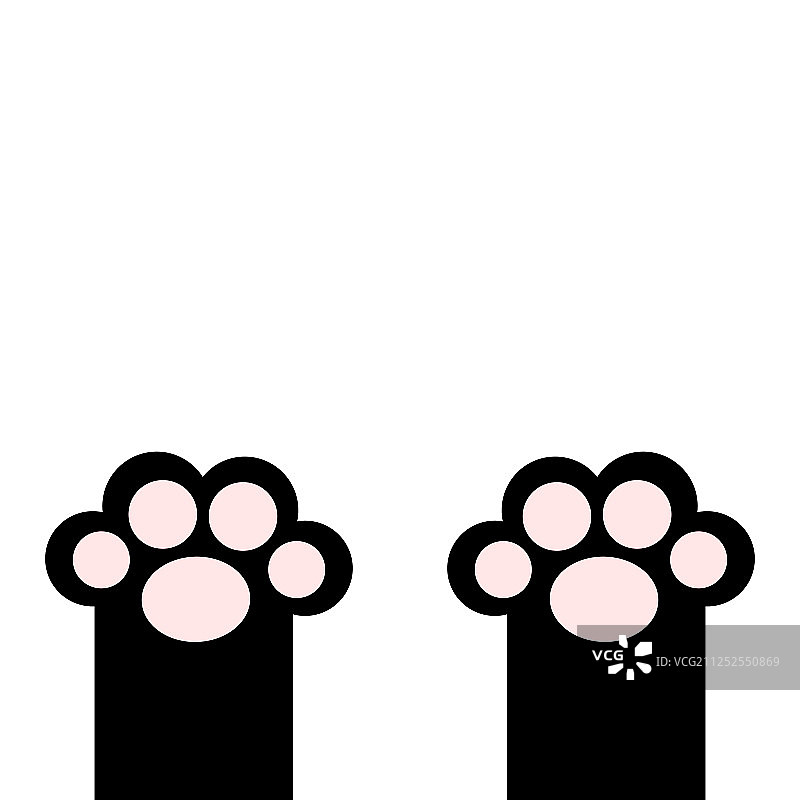 黑猫爪印腿脚，粉色脚垫可爱图片素材