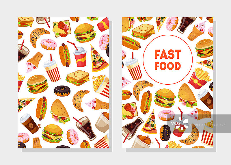 快餐卡模板与美味不健康图片素材