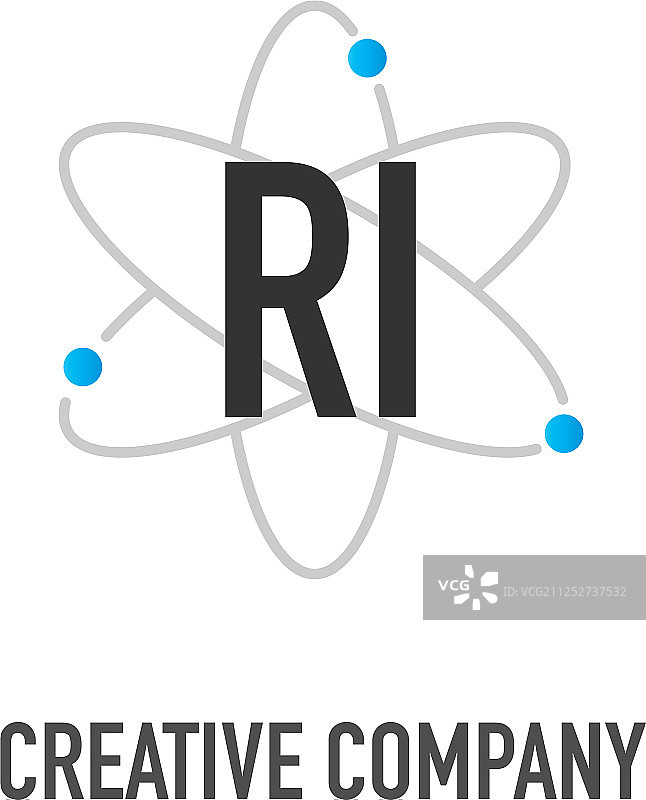 原子中子设计标志的首字母ri图片素材