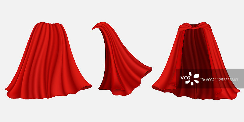 超级英雄红色丝绸披风孤立图片素材