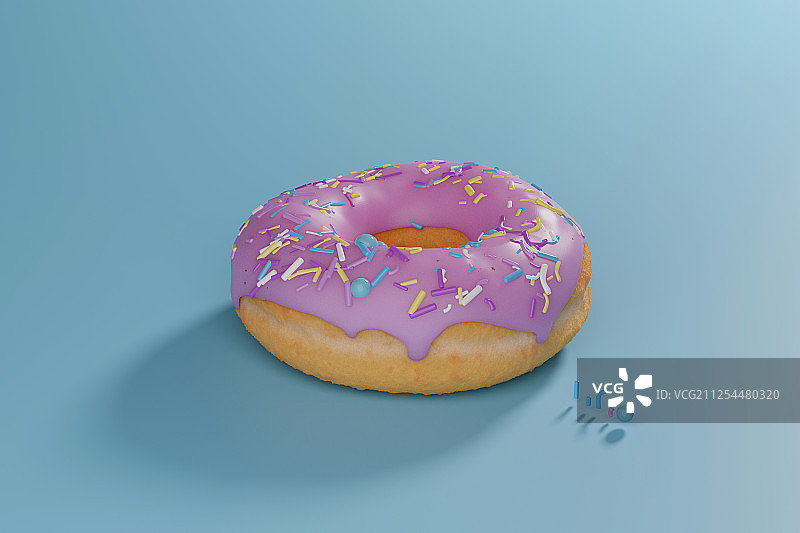 纯色背景下的3D渲染的甜甜圈图片素材