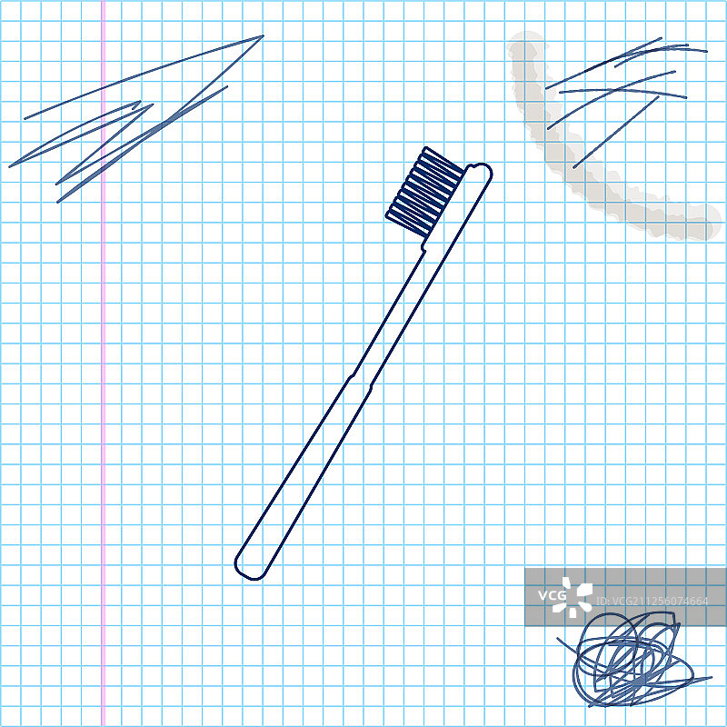 牙刷线草图图标隔离在白色图片素材
