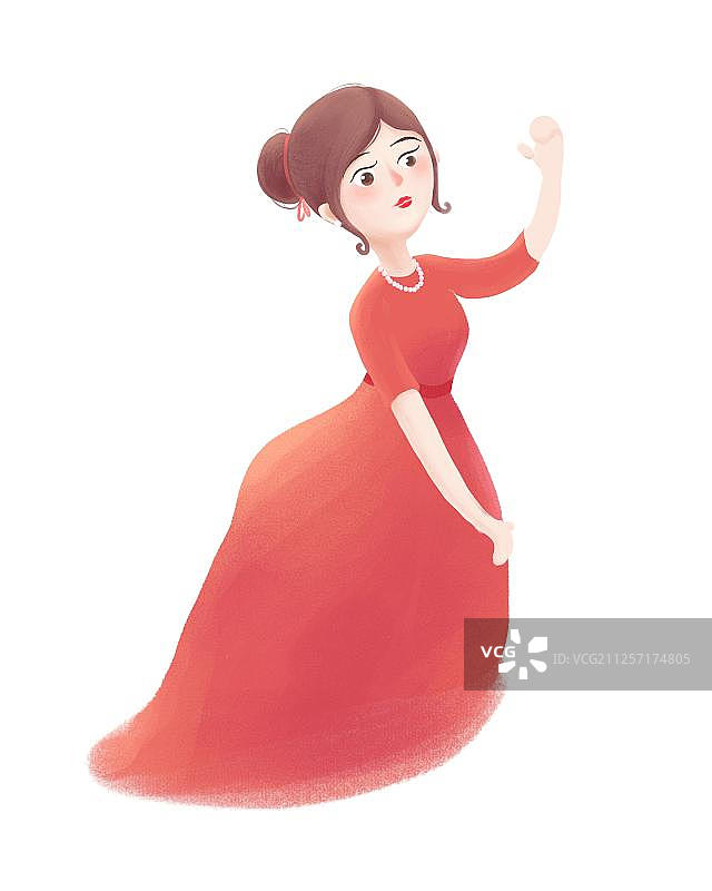 红裙子美女优雅魅力美丽首饰图片素材