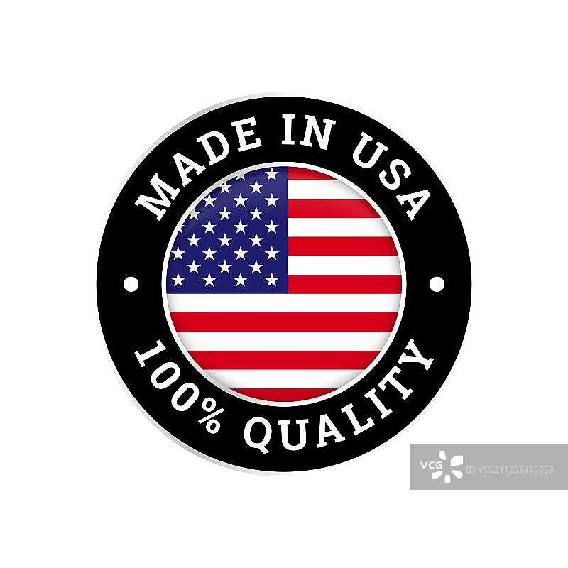 美国制造100%美国质量的旗帜图标图片素材