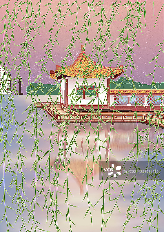 芜湖美景之一镜湖细柳图片素材