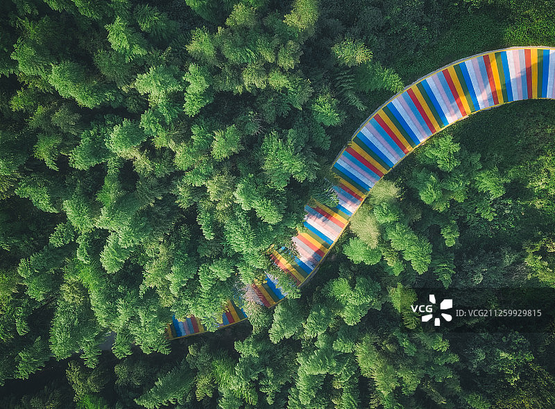 航拍莫干山景区彩虹步道图片素材
