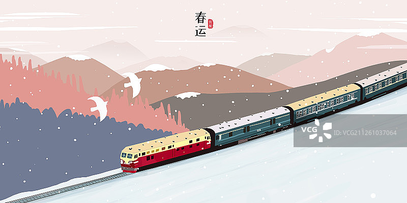 2020春运冬天回乡的列车图片素材