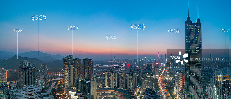 城市5G大数据无线网络概念图图片素材