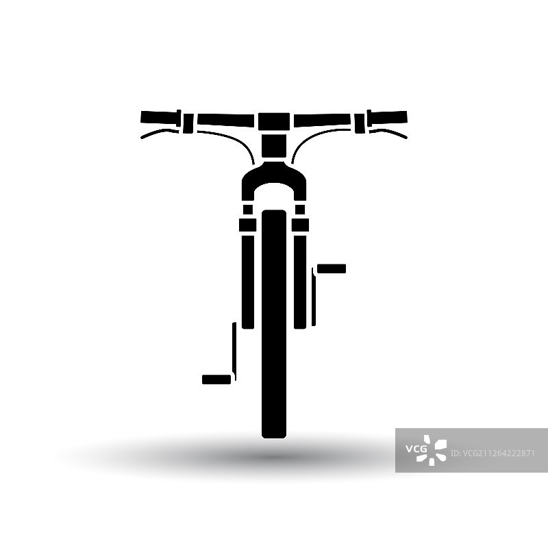 自行车图标前视图。黑色在白色的背景和阴影。矢量插图。图片素材