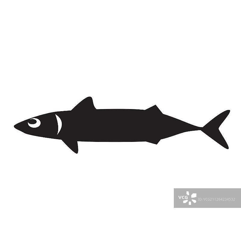 黑色的鱼图标上的白色背景图片素材