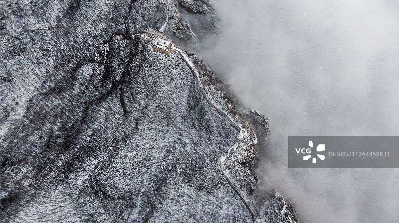 北京怀柔箭扣长城雪景云海图片素材