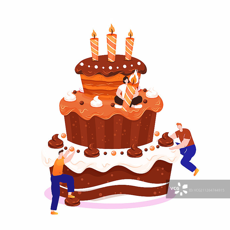 卡通生日快乐庆祝生日蛋糕美食活动矢量背景插画图片素材