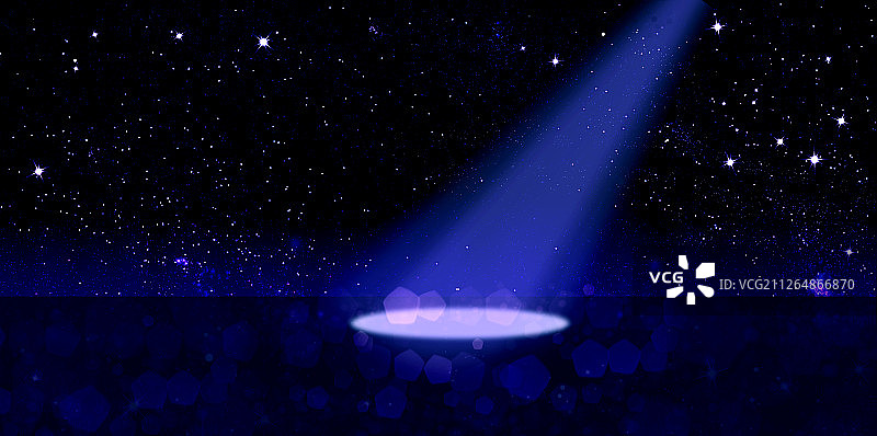 一束灯光射灯打在舞台的地板上插画蓝色背景图片素材