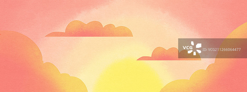 夕阳的天空插画背景图片素材
