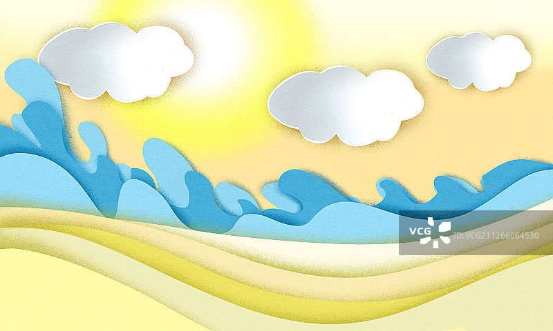 黄色的河滩插画背景图片素材